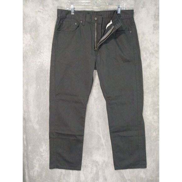 Levis 505 Jeans Mens 36x30 Black Denim Straight Leg Mid Rise Dark Wash - Picture 1 of 9